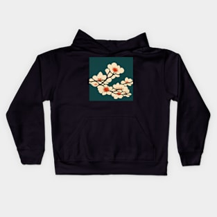 Floral Chiyogami Pattern on dark green Kids Hoodie